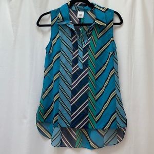 Cabi Ascot Sleeveless Stripe Shirt 3780